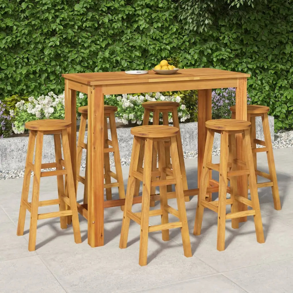 vidaXL 7 Piece Patio Bar Set Solid Wood Acacia - Patio Bar Set