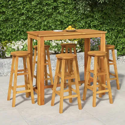 vidaXL 7 Piece Patio Bar Set Solid Wood Acacia - Patio Bar Set