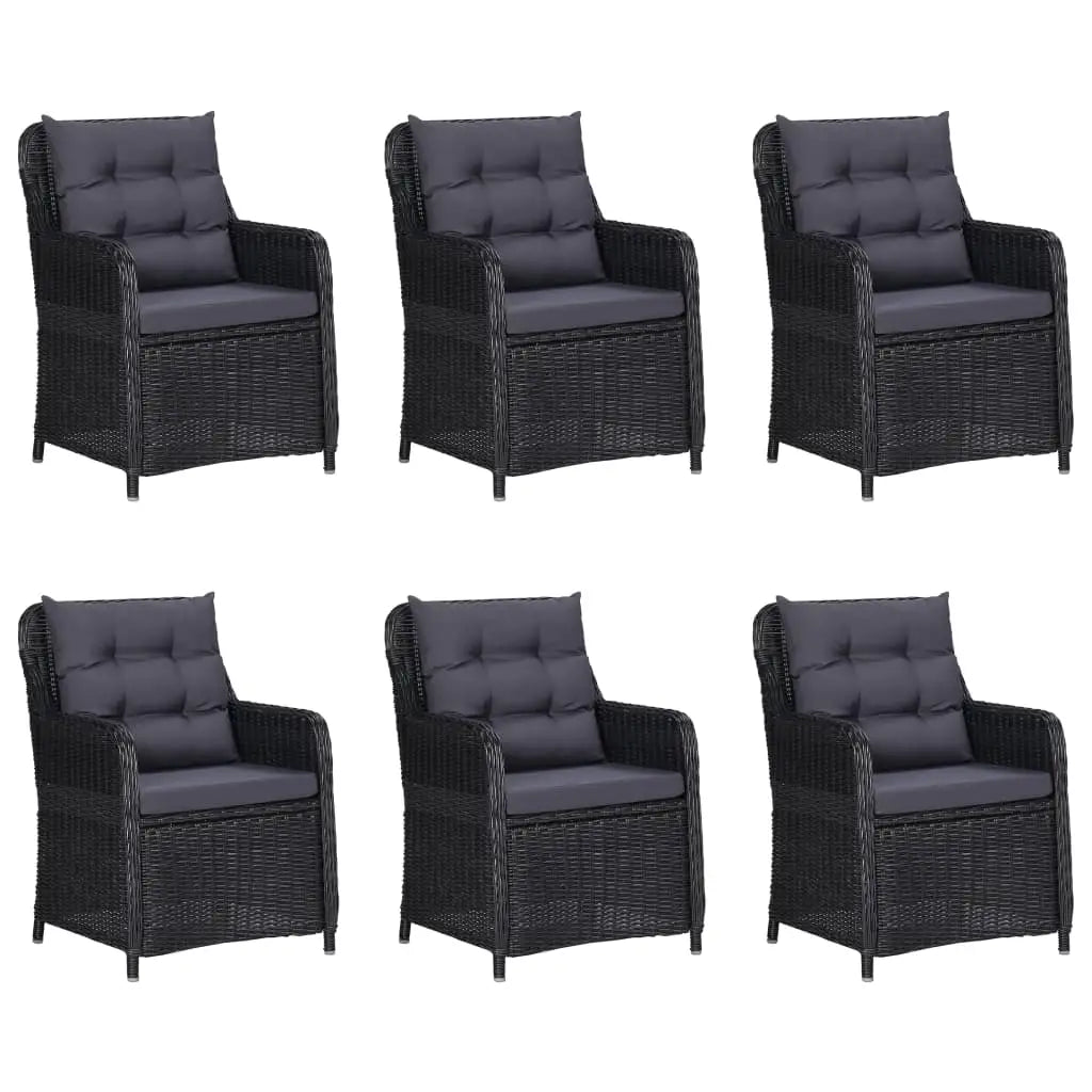 vidaXL 7 Piece Patio Dining Set Black - Furniture > Outdoor Furniture > Outdoor Furniture Sets