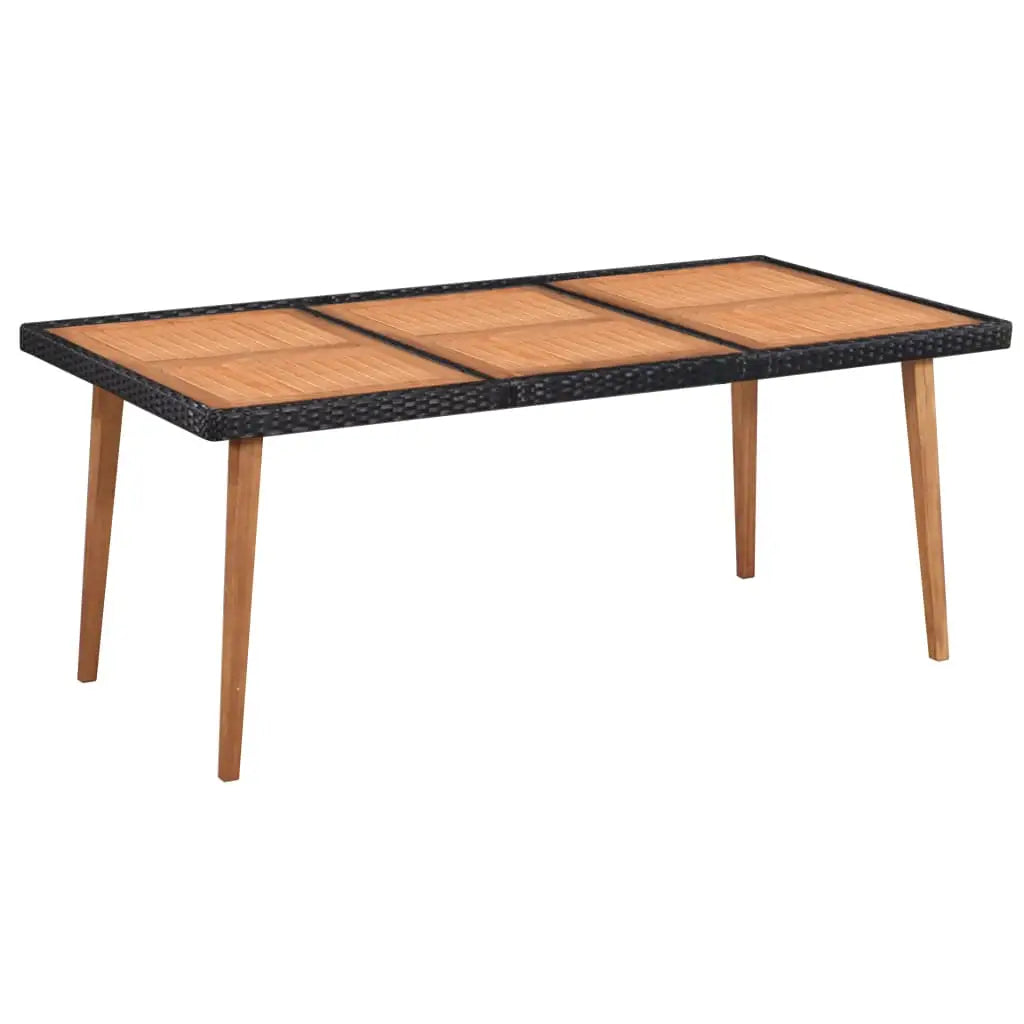 vidaXL 7 Piece Patio Dining Set Poly Rattan Black and Brown - Dining Set