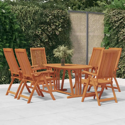 vidaXL 7 Piece Patio Dining Set Solid Wood Eucalyptus - Dining Set
