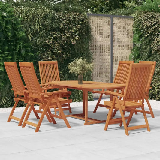 vidaXL 7 Piece Patio Dining Set Solid Wood Eucalyptus - Dining Set