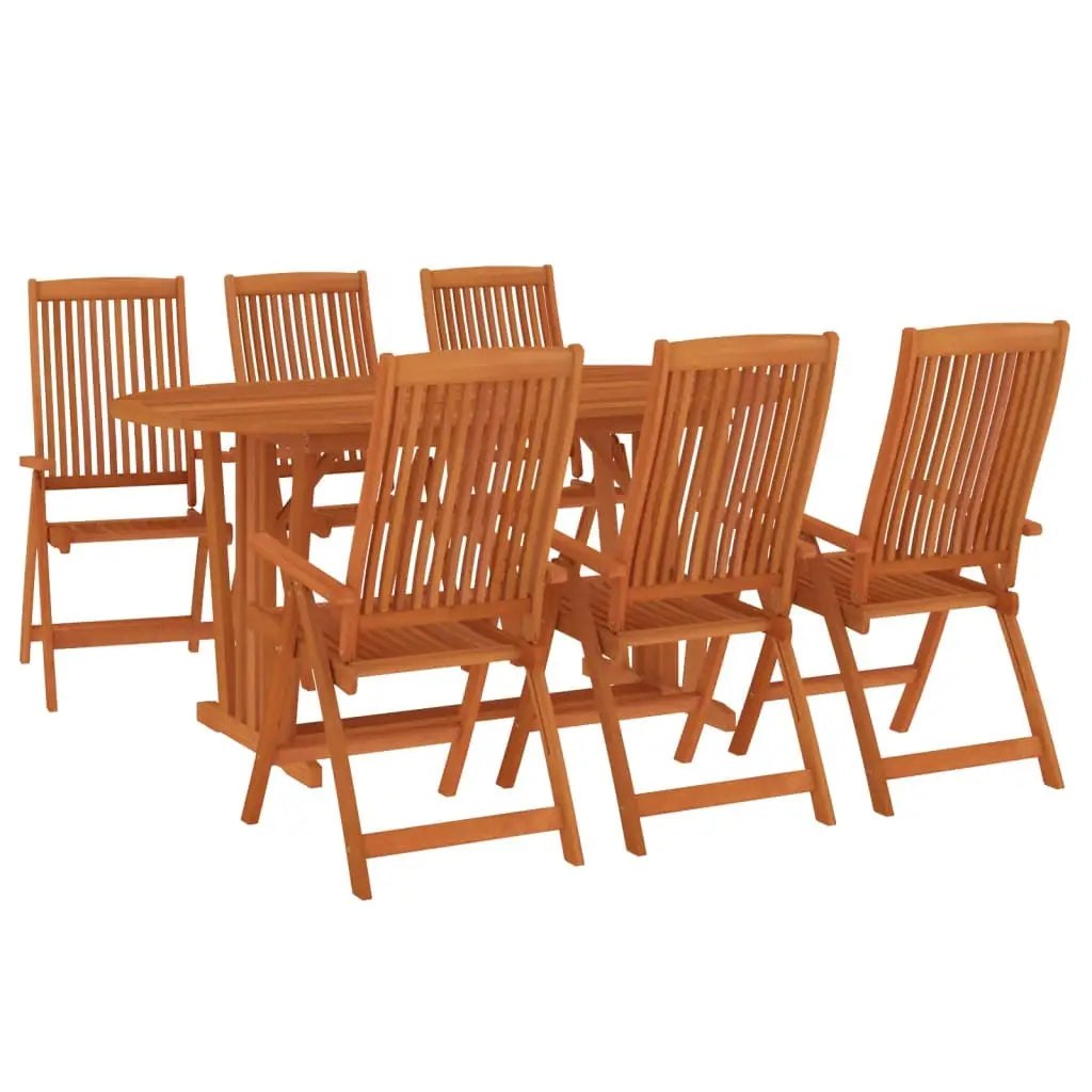 vidaXL 7 Piece Patio Dining Set Solid Wood Eucalyptus - Dining Set