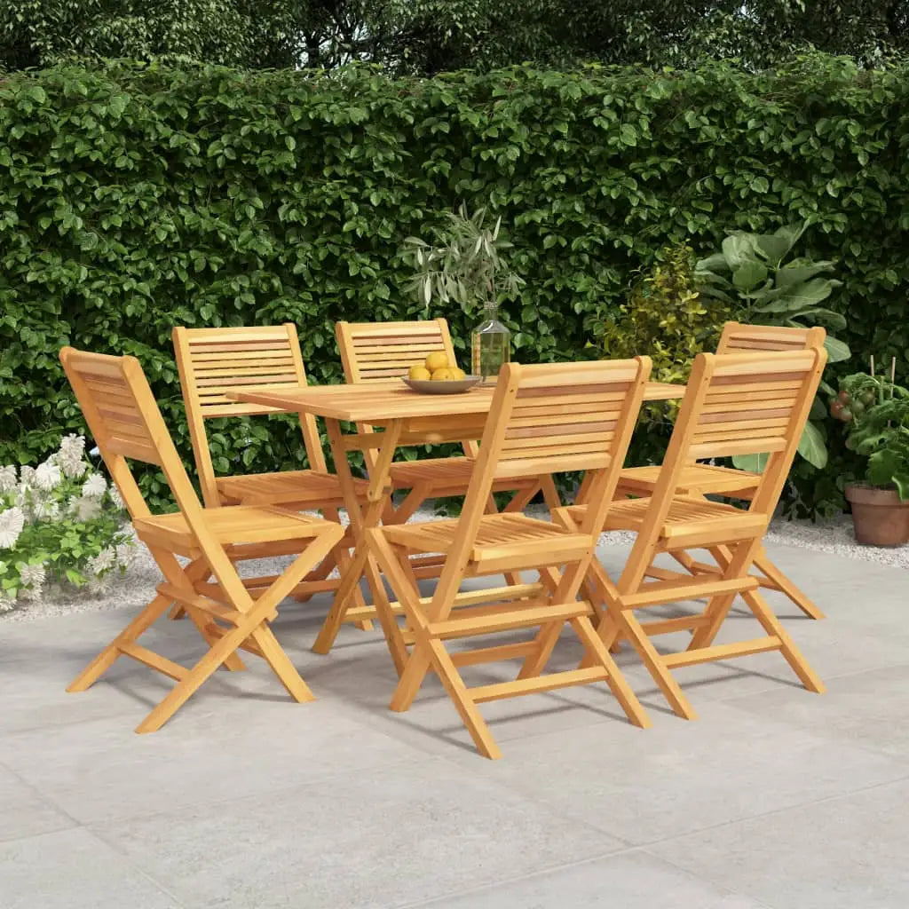 vidaXL 7 Piece Patio Dining Set Solid Wood Teak - Furniture > Outdoor Furniture > Outdoor Furniture Sets