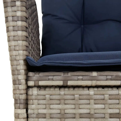 vidaXL 7 Piece Patio Dining Set with Cushions Gray Poly Rattan - Dining Set