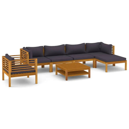 vidaXL 7 Piece Patio Lounge Set with Cushion Solid Acacia Wood - Outdoor Furniture Set