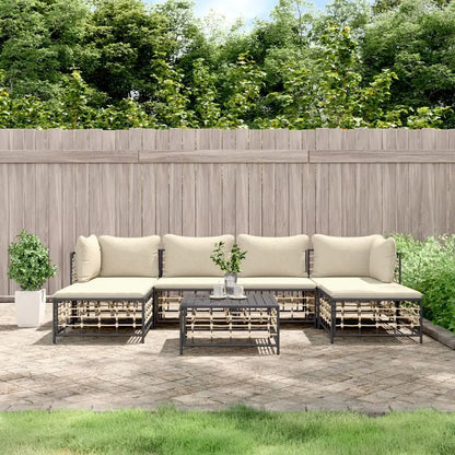 vidaXL 7 Piece Patio Lounge Set with Cushions Anthracite Poly Rattan - Lounge Set