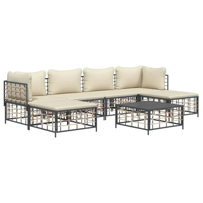vidaXL 7 Piece Patio Lounge Set with Cushions Anthracite Poly Rattan - Lounge Set