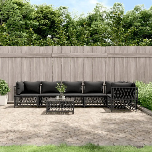 vidaXL 7 Piece Patio Lounge Set with Cushions Anthracite Steel - Outdoor Lounge Set