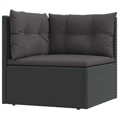 vidaXL 7 Piece Patio Lounge Set with Cushions Black Poly Rattan - Lounge Set