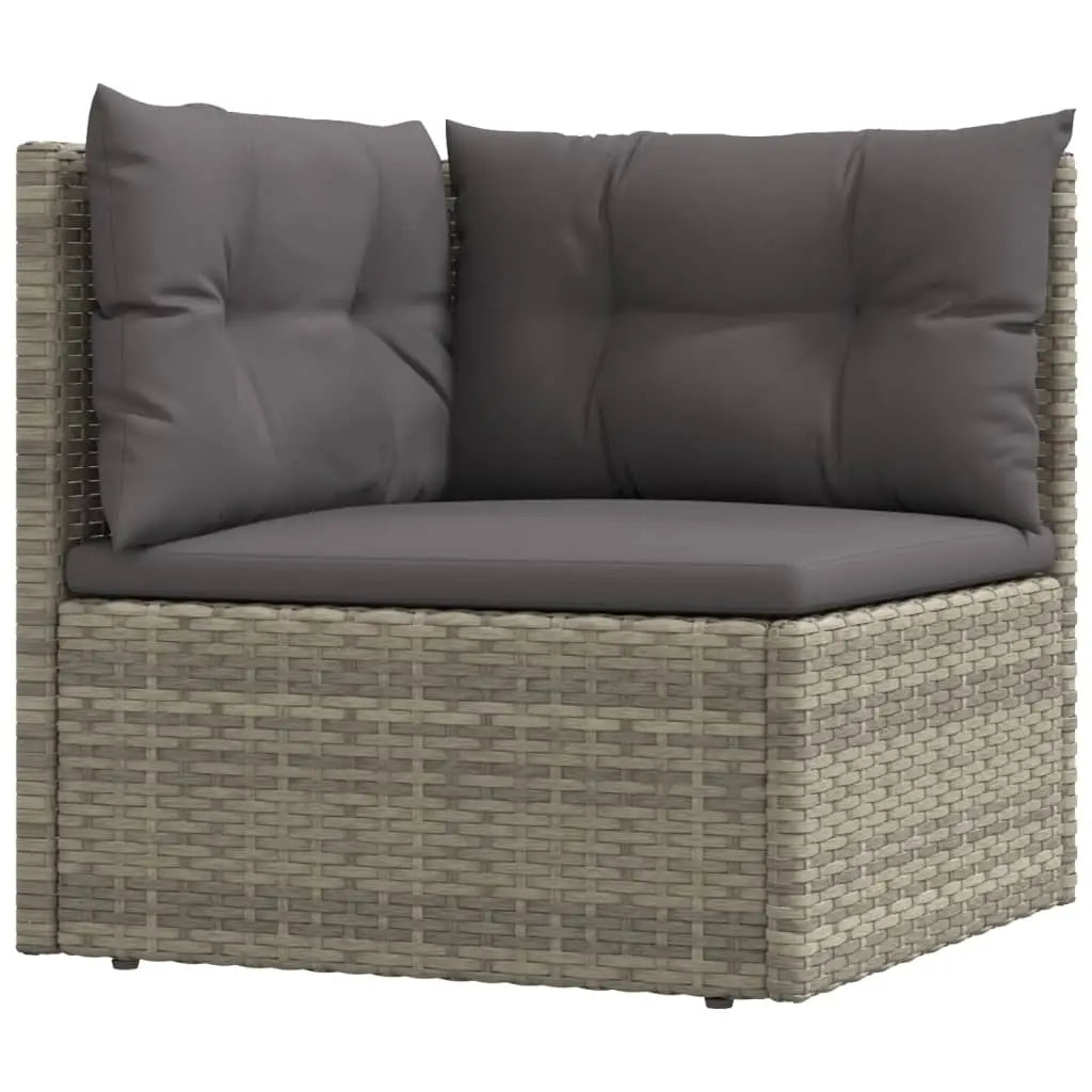 vidaXL 7 Piece Patio Lounge Set with Cushions Gray Poly Rattan - Patio Lounge Set
