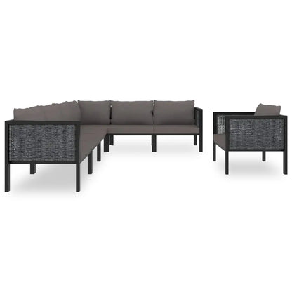 vidaXL 7 Piece Patio Lounge Set with Cushions Poly Rattan Anthracite - Lounge Set