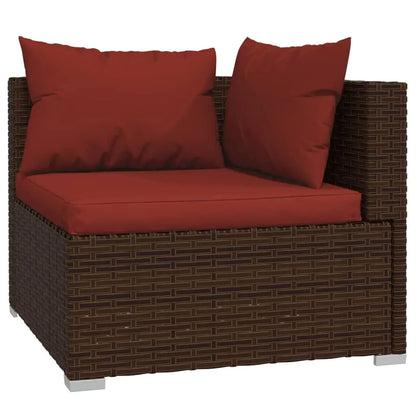 vidaXL 7 Piece Patio Lounge Set with Cushions Poly Rattan Brown - Lounge Set
