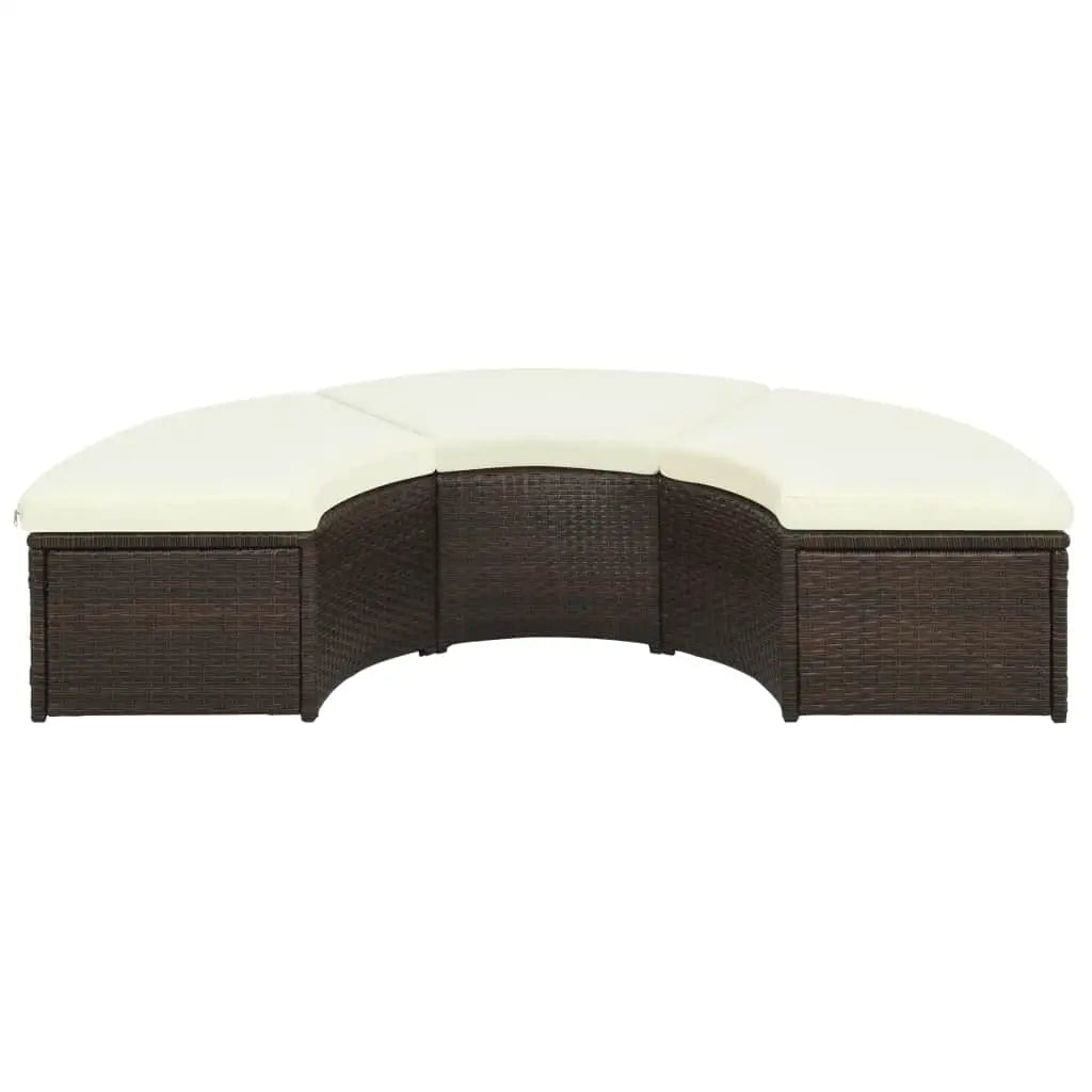 vidaXL 7 Piece Patio Lounge Set with Cushions Poly Rattan Brown - Outdoor Furniture Set