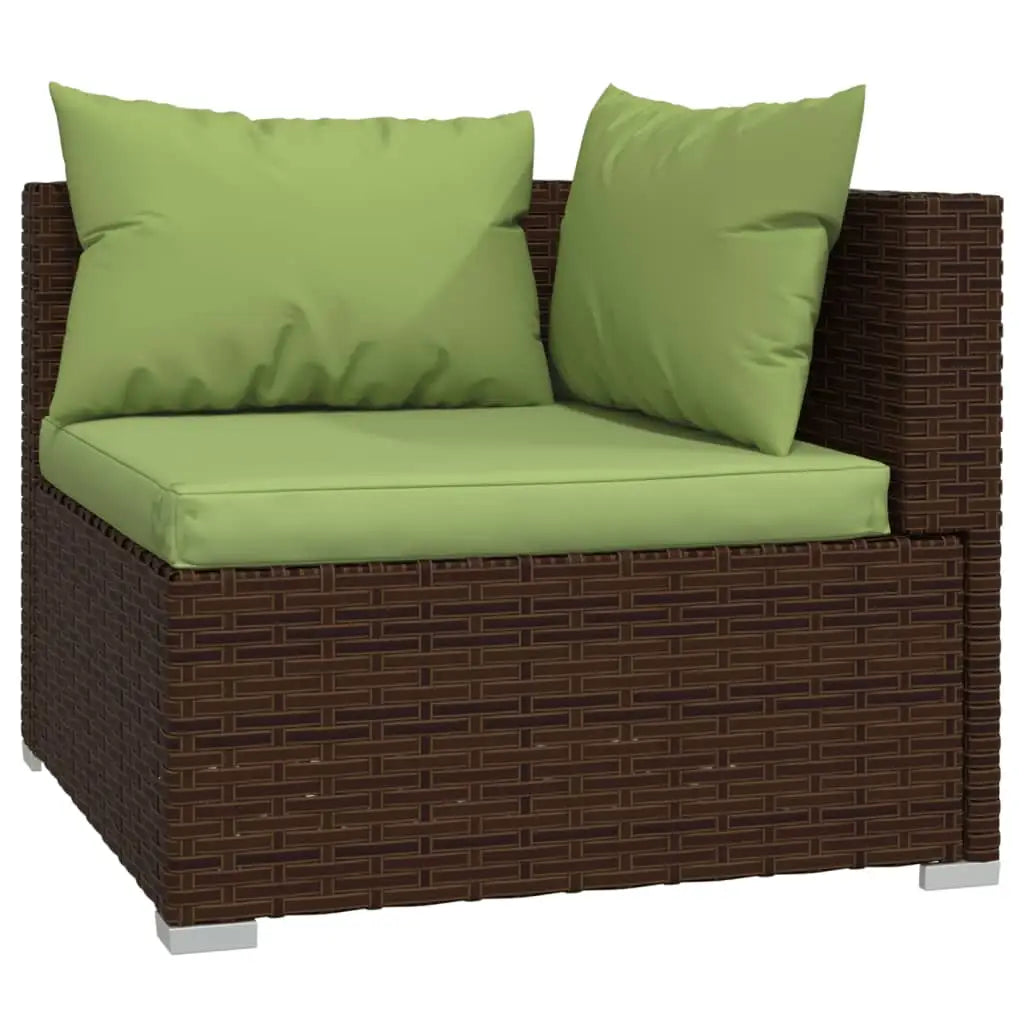 vidaXL 7 Piece Patio Lounge Set with Cushions Poly Rattan Brown - Outdoor Furniture Set