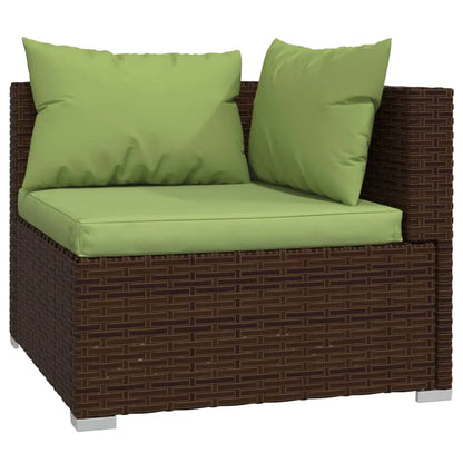 vidaXL 7 Piece Patio Lounge Set with Cushions Poly Rattan Brown - Outdoor Furniture Set