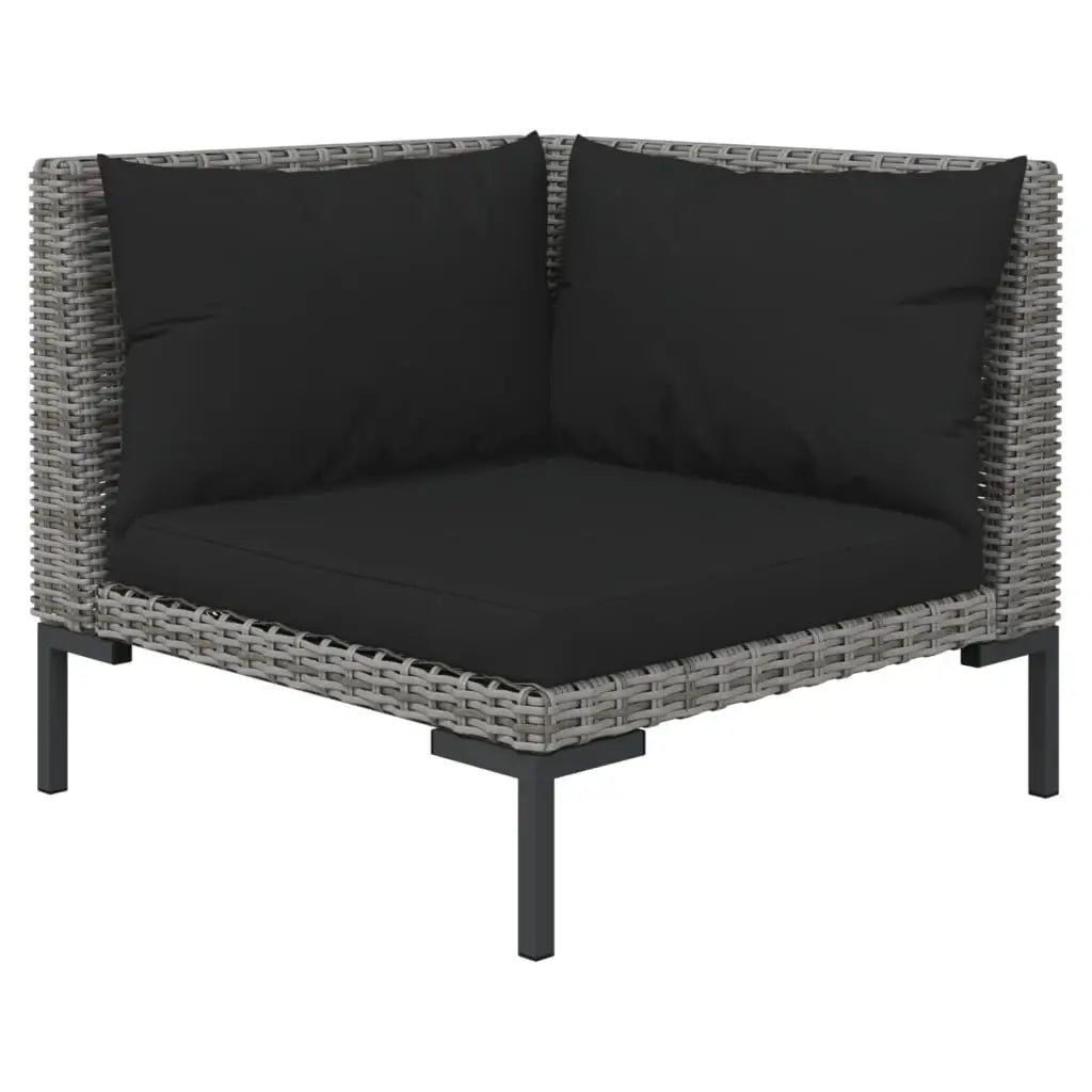 vidaXL 7 Piece Patio Lounge Set with Cushions Poly Rattan Dark Gray - Furniture > Outdoor Furniture > Outdoor Furniture