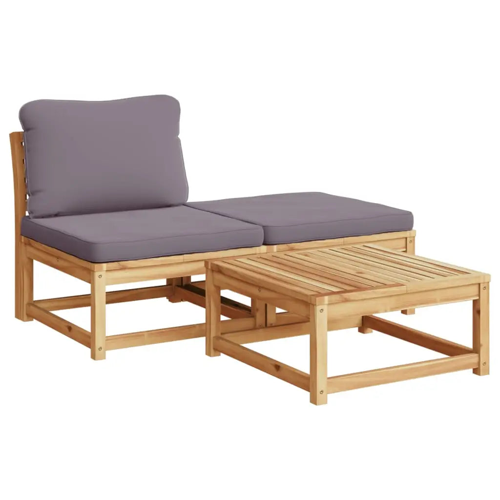 vidaXL 7 Piece Patio Lounge Set with Cushions Solid Wood Acacia - Patio Lounge Set