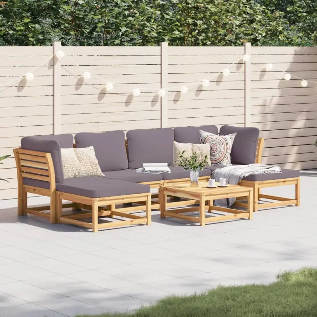 vidaXL 7 Piece Patio Lounge Set with Cushions Solid Wood Acacia - Patio Lounge Set