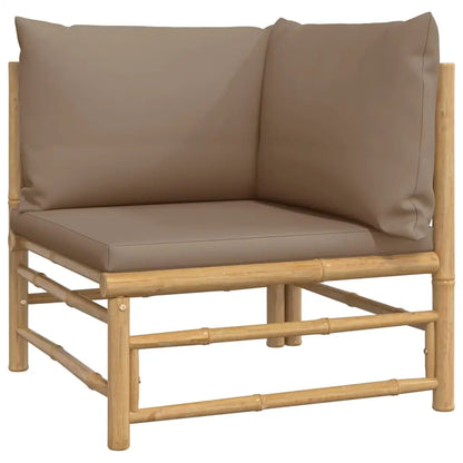 vidaXL 7 Piece Patio Lounge Set with Taupe Cushions Bamboo - Lounge Set