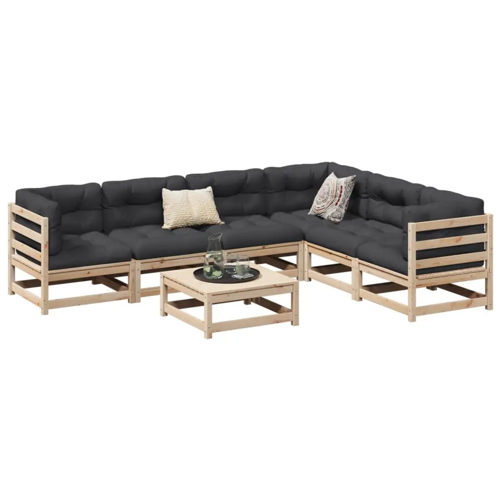 vidaXL 7 Piece Patio Sofa Set Solid Wood Pine - Furniture > Outdoor Furniture > Outdoor Furniture Sets