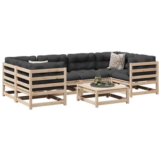 vidaXL 7 Piece Patio Sofa Set Solid Wood Pine - Outdoor Furniture Set