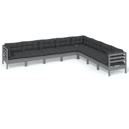 vidaXL 8 Piece Patio Lounge Set with Cream Cushions Solid Pinewood - Brown and cream - Outdoor Furniture Set