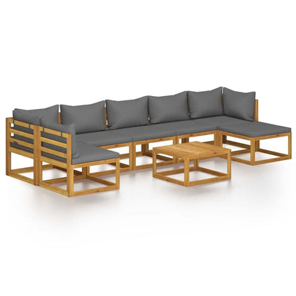vidaXL 8 Piece Patio Lounge Set with Cushion Solid Acacia Wood - Lounge Set