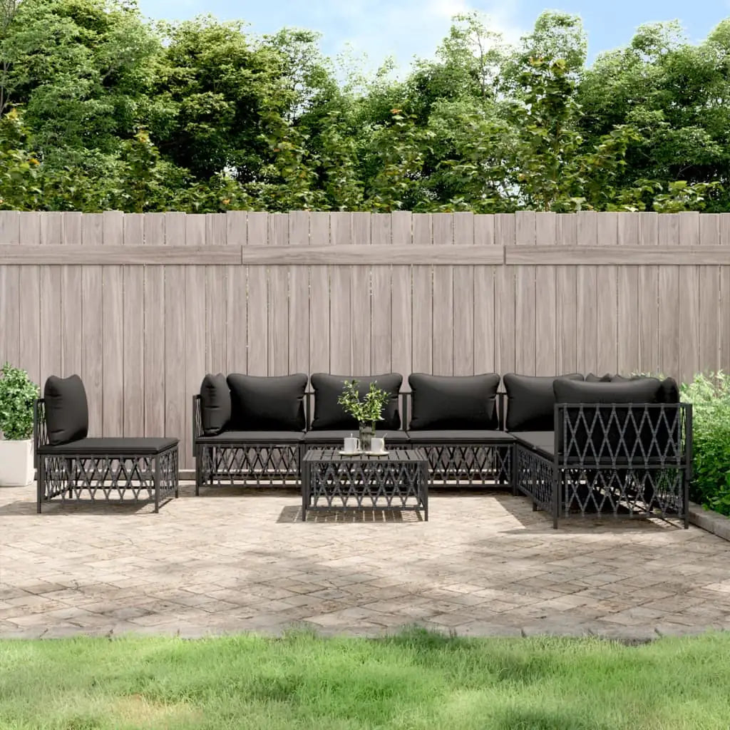 vidaXL 8 Piece Patio Lounge Set with Cushions Anthracite Steel - Outdoor Furniture Set