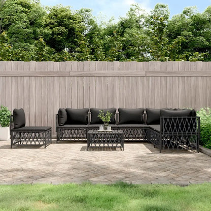 vidaXL 8 Piece Patio Lounge Set with Cushions Anthracite Steel - Outdoor Furniture Set