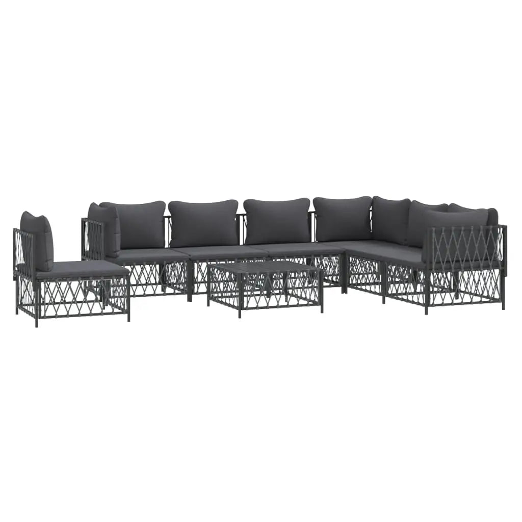 vidaXL 8 Piece Patio Lounge Set with Cushions Anthracite Steel - Outdoor Furniture Set