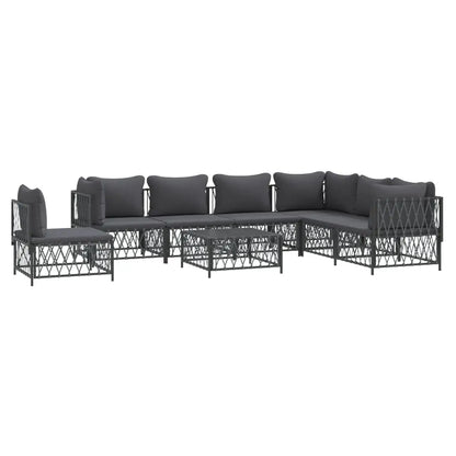 vidaXL 8 Piece Patio Lounge Set with Cushions Anthracite Steel - Outdoor Furniture Set