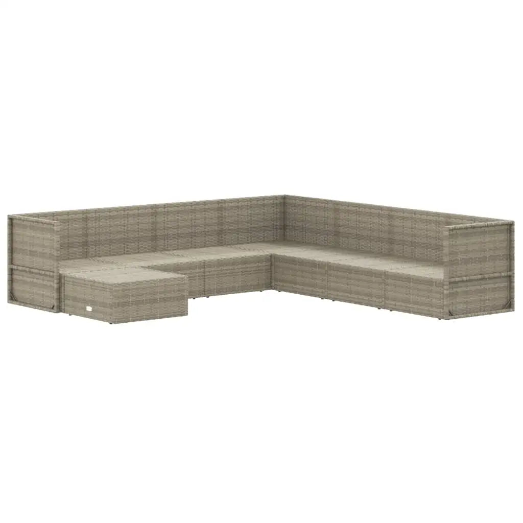 vidaXL 8 Piece Patio Lounge Set with Cushions Gray Poly Rattan - Patio Lounge Set