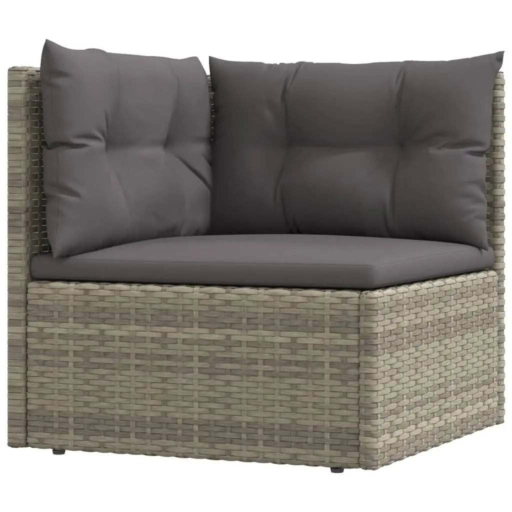 vidaXL 8 Piece Patio Lounge Set with Cushions Gray Poly Rattan - Furniture > Outdoor Furniture > Outdoor Furniture Sets