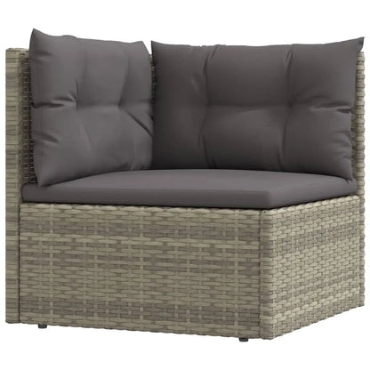 vidaXL 8 Piece Patio Lounge Set with Cushions Gray Poly Rattan - Patio Lounge Set