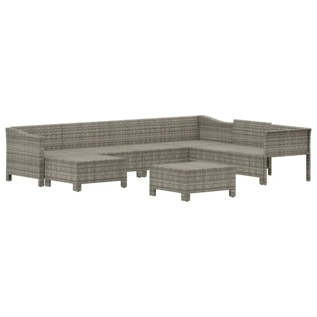 vidaXL 8 Piece Patio Lounge Set with Cushions Gray Poly Rattan - Patio Lounge Set