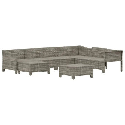 vidaXL 8 Piece Patio Lounge Set with Cushions Gray Poly Rattan - Patio Lounge Set