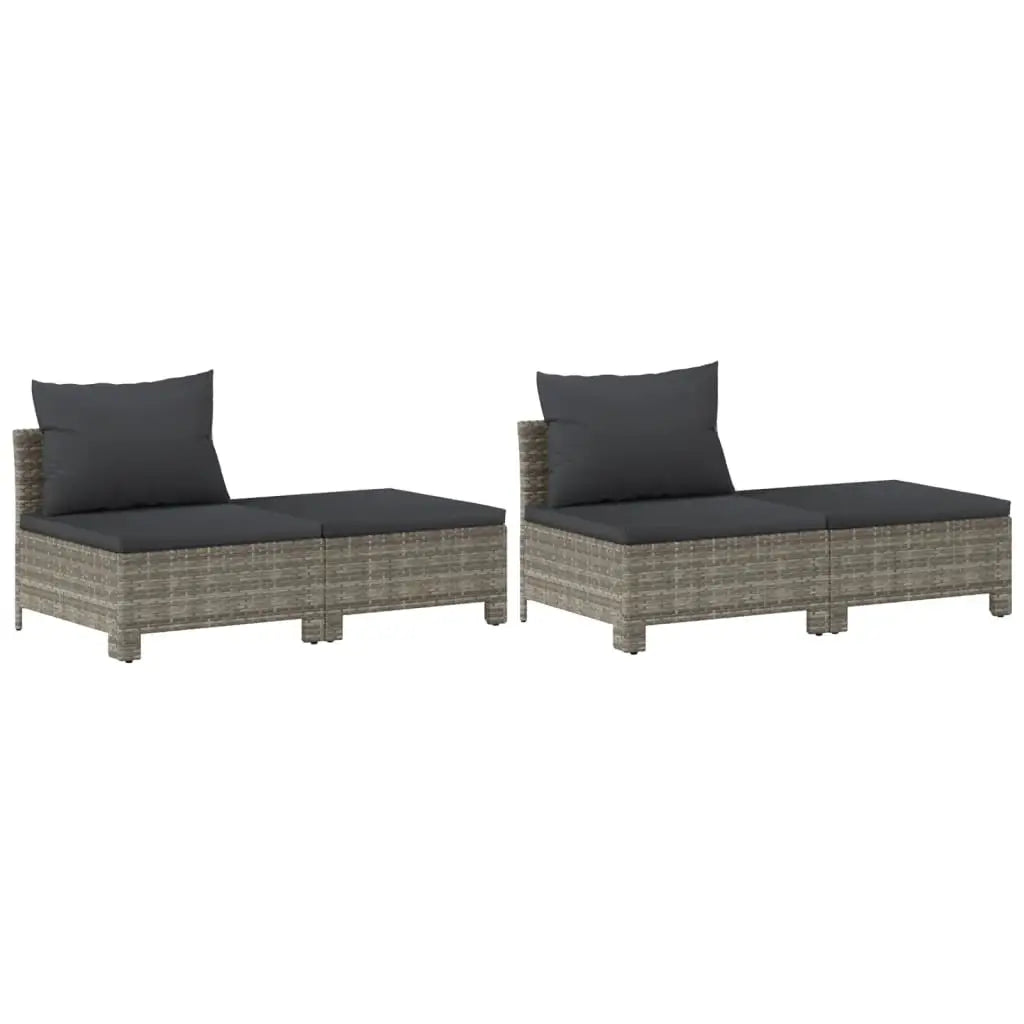 vidaXL 8 Piece Patio Lounge Set with Cushions Gray Poly Rattan - Patio Lounge Set