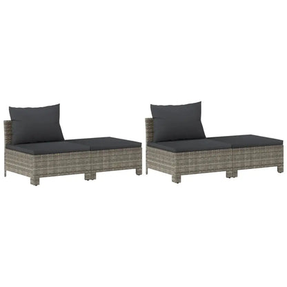 vidaXL 8 Piece Patio Lounge Set with Cushions Gray Poly Rattan - Patio Lounge Set