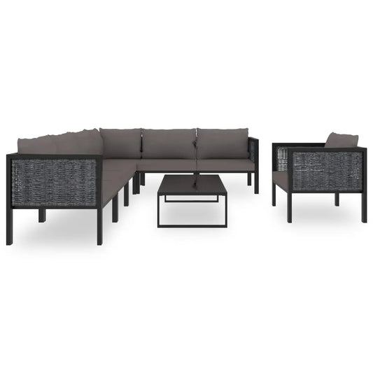 vidaXL 8 Piece Patio Lounge Set with Cushions Poly Rattan Anthracite - Outdoor Furniture Set
