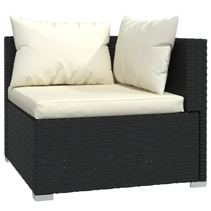 vidaXL 8 Piece Patio Lounge Set with Cushions Poly Rattan Black - Lounge Set