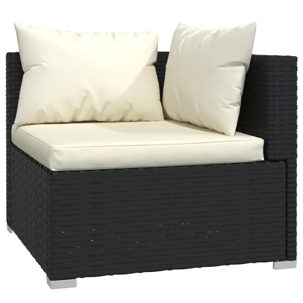vidaXL 8 Piece Patio Lounge Set with Cushions Poly Rattan Black - Outdoor Furniture Set