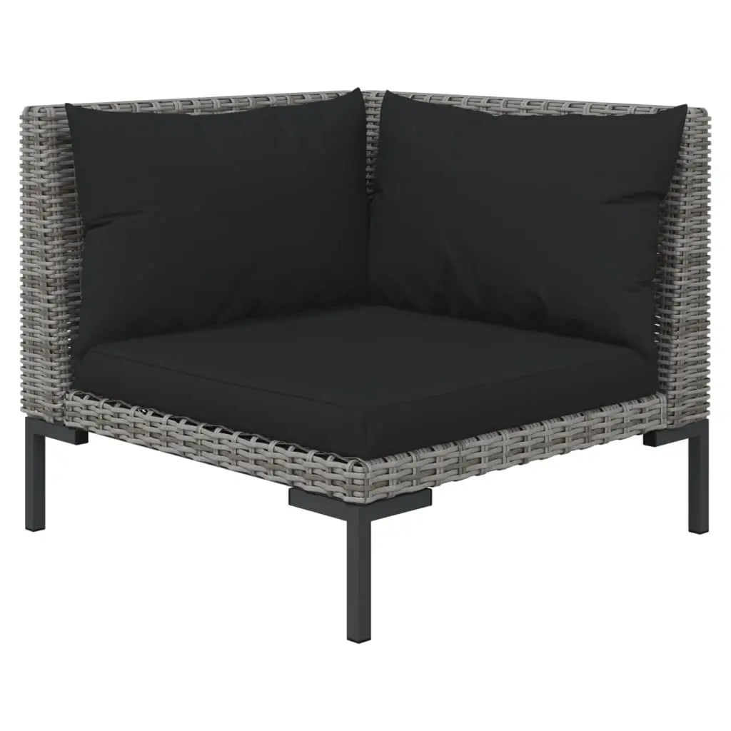 vidaXL 8 Piece Patio Lounge Set with Cushions Poly Rattan Dark Gray - Lounge Set