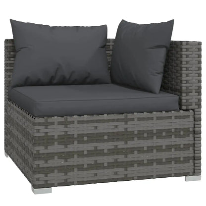 vidaXL 8 Piece Patio Lounge Set with Cushions Poly Rattan Gray - Outdoor Furniture Set