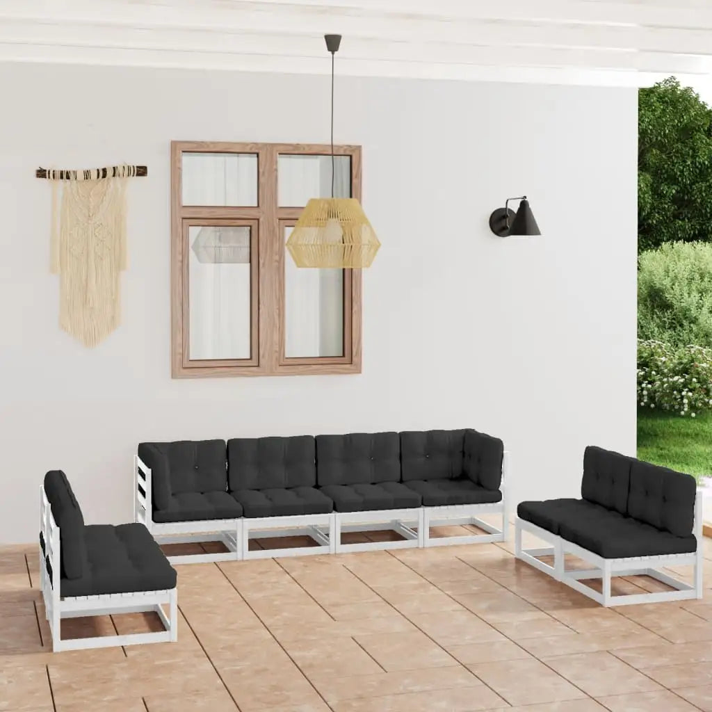 vidaXL 8 Piece Patio Lounge Set with Cushions Solid Pinewood - Patio Lounge Set