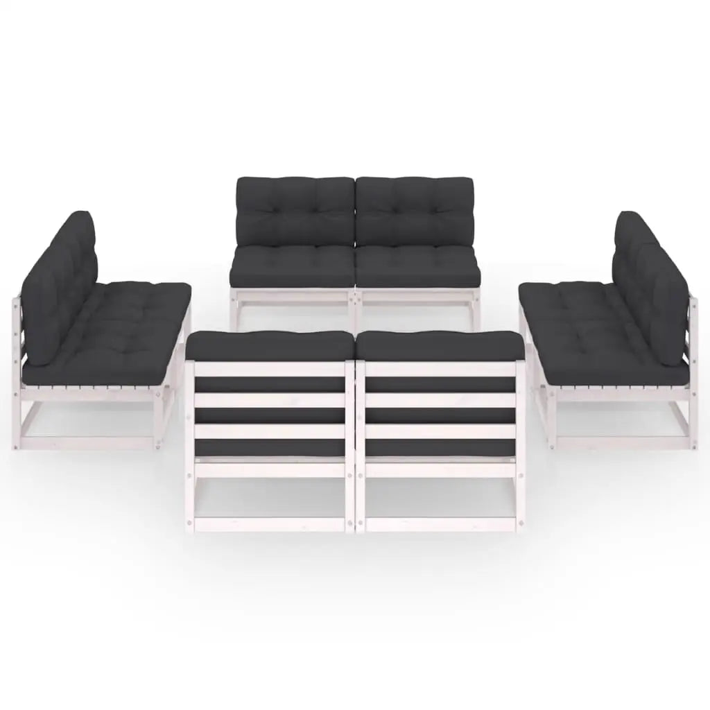 vidaXL 8 Piece Patio Lounge Set with Cushions Solid Pinewood - Lounge Set