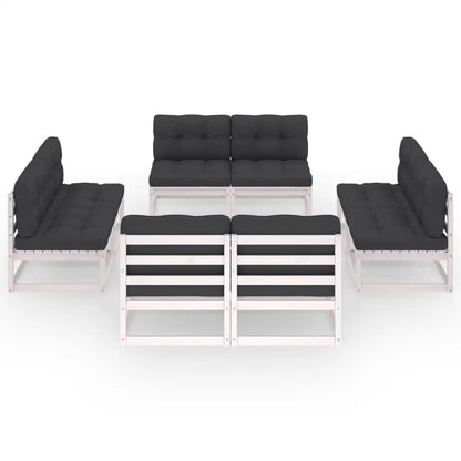 vidaXL 8 Piece Patio Lounge Set with Cushions Solid Pinewood - Lounge Set