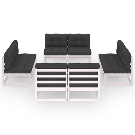 vidaXL 8 Piece Patio Lounge Set with Cushions Solid Pinewood - Lounge Set
