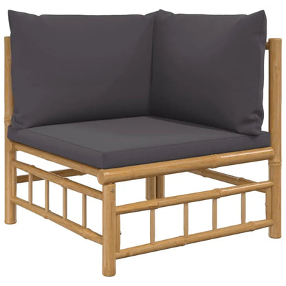 vidaXL 8 Piece Patio Lounge Set with Dark Gray Cushions Bamboo - Outdoor Furniture Set