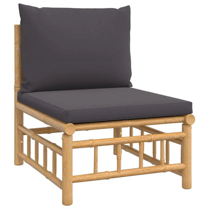 vidaXL 8 Piece Patio Lounge Set with Dark Gray Cushions Bamboo - Outdoor Furniture Set